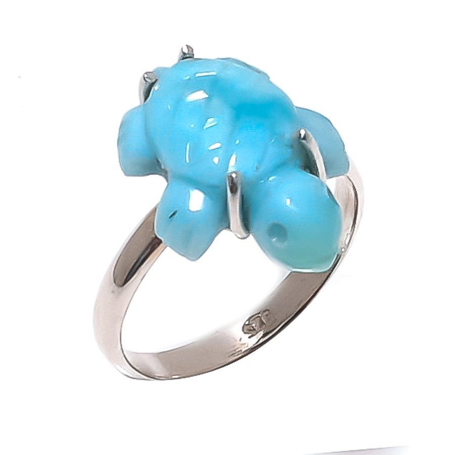 

Натуральный Ларимар Драгоценный камень Ручная работа 925 Стерлинговое серебро Ювелирное кольцо Размер 6.5 m2u55