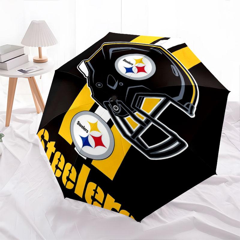 Pittsburgh Steelers pattern, automatic folding umbrella, portable and foldable design, 8 ribs, a Christmas or birthday gift.