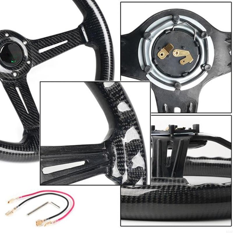2025 New 345mm Grip Racing 350mm ABS Steering Wheel 6 Bolt Design Lightweight Construction Universal Vehicle Compatibility