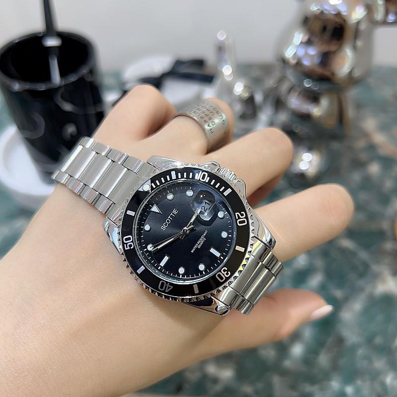 Fashion Large Dial Personalized Watch Women'S Watch Tape Stainless Steel Strap Trend Temperament Neutral Watch Green