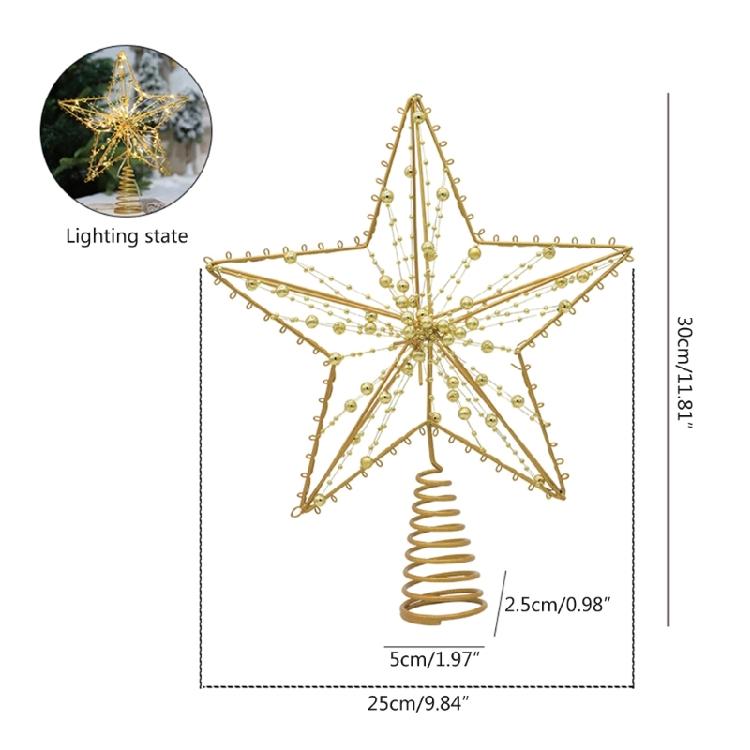 Weihnachtsbaumspitze 5-zackiger Stern mit LED-Licht Baumdekoration Bäume Stern