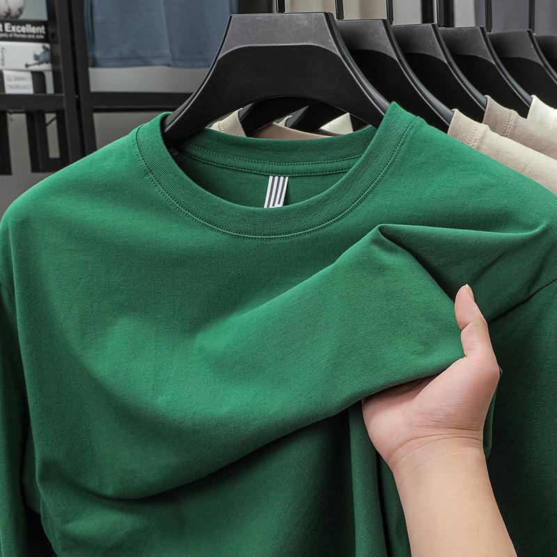 

Весна и Осень Новая Мужская Футболка с Длинным Рукавом и Круглым Вырезом, Повседневная Нижняя Футболка, Мужская Одежда XXL зелёный