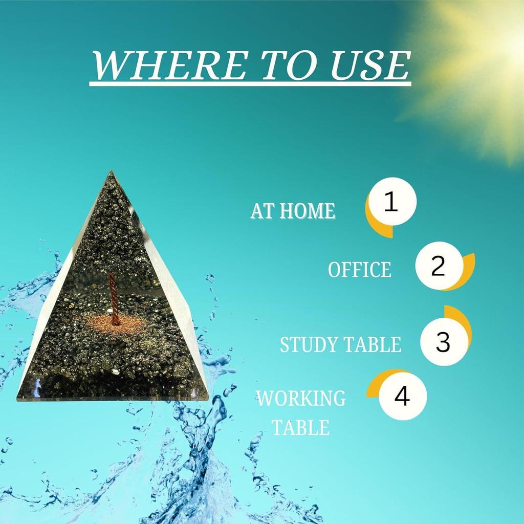 FENGSHUI AGATE Pyrite Pyramid Original Certified Used