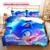 Sonic the Hedgehog Pattern Bedding Quilt Set  Home Decoration  Gift (1 * Duvet Cover + 2 * Pillowcase  Without Core)