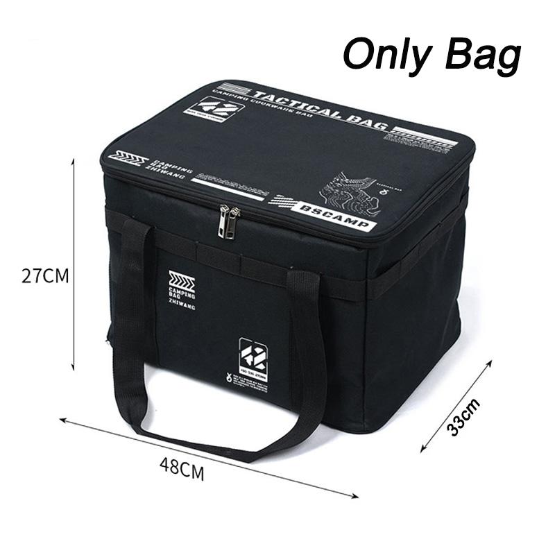 42L Camping Equipment Storage Bag Foldable Large Capacity Oxford Cloth Storage Box with Handle Tactical Picnic Tableware Handbag