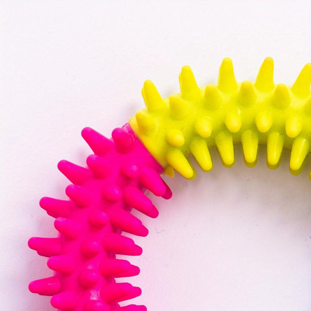 1PC Colored Dog Gnawing Thorn Ring Toy, Bite-resistant Rubber Tooth Grinding Toothbrush Ring, Pet Interactive Training Play and Dental Health Care