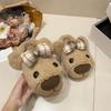 Fashion Thick-bottomed Warm Bag Head Cotton Slippers Women's Season Cartoon Cute Fluffy Slippers Women's Outer Wear