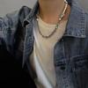 Personalized Square Crystal Pearl Necklace New Female Ins Hip-hop Collarbone Chain Male Trendy Brand