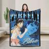 Perfect Blue Mima Kirigoe Velvet Blanket Soft Breathable Warm Printed Throw for Sofa Bedroom Bedspread Use