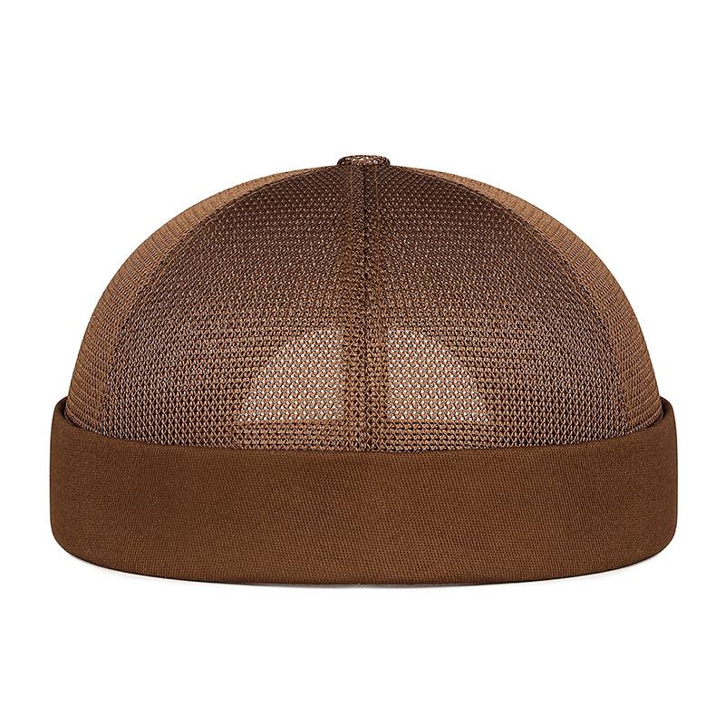 Unisex Mesh Brimless Docker Hat with Adjustable Rolled Cuff - Retro Hip-Hop Sailor Style for Casual Outdoor Streetwear