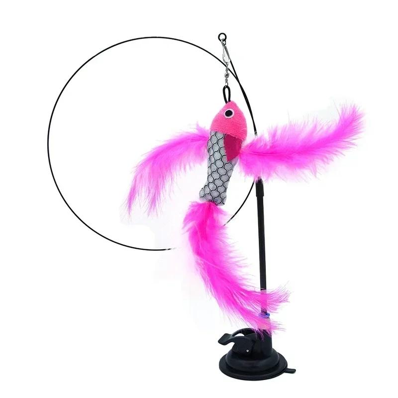 Interactive Cat Toy Funny Simulation Bird Feather with Bell Cat Stick Toy for Kitten Playing Teaser Wand Toy Pet Cats Supplies