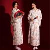 Printed Floral Sakura Girl  Kimono Dress Elegance Japanese Style Yukata Bathrobe  Party