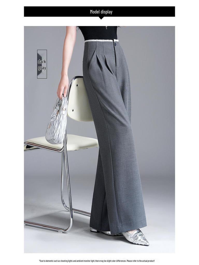 2026 Spring/Summer Women's High-Waisted Wide-Leg Floor-Length Slim Fit Pants