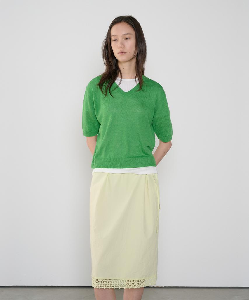 Jeonggamseutyudio Linen Blend V-Neck Half Sleeve Knit_5 Color