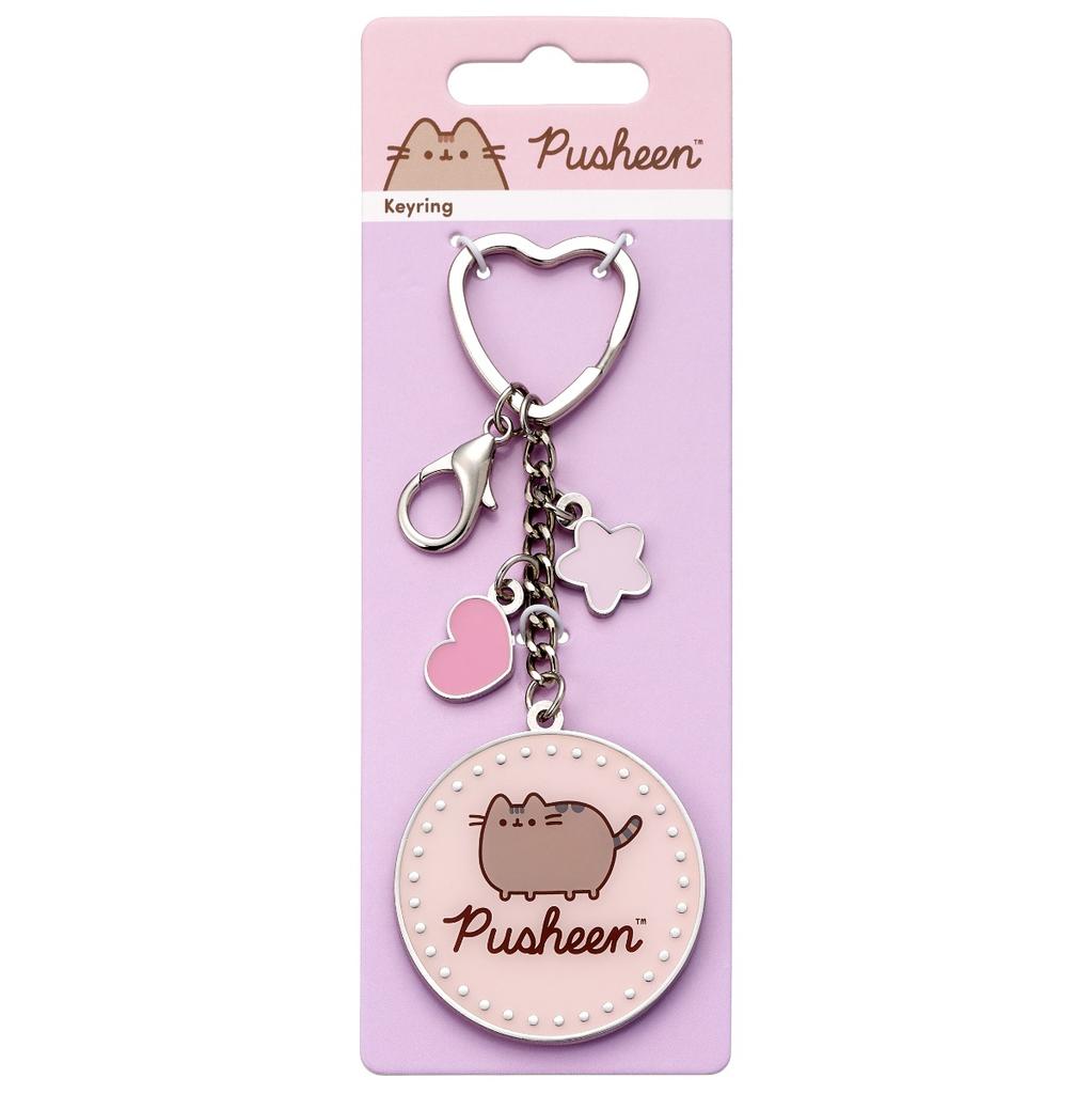 Pusheen the Cat Pink Name Keyring with Mini Charms