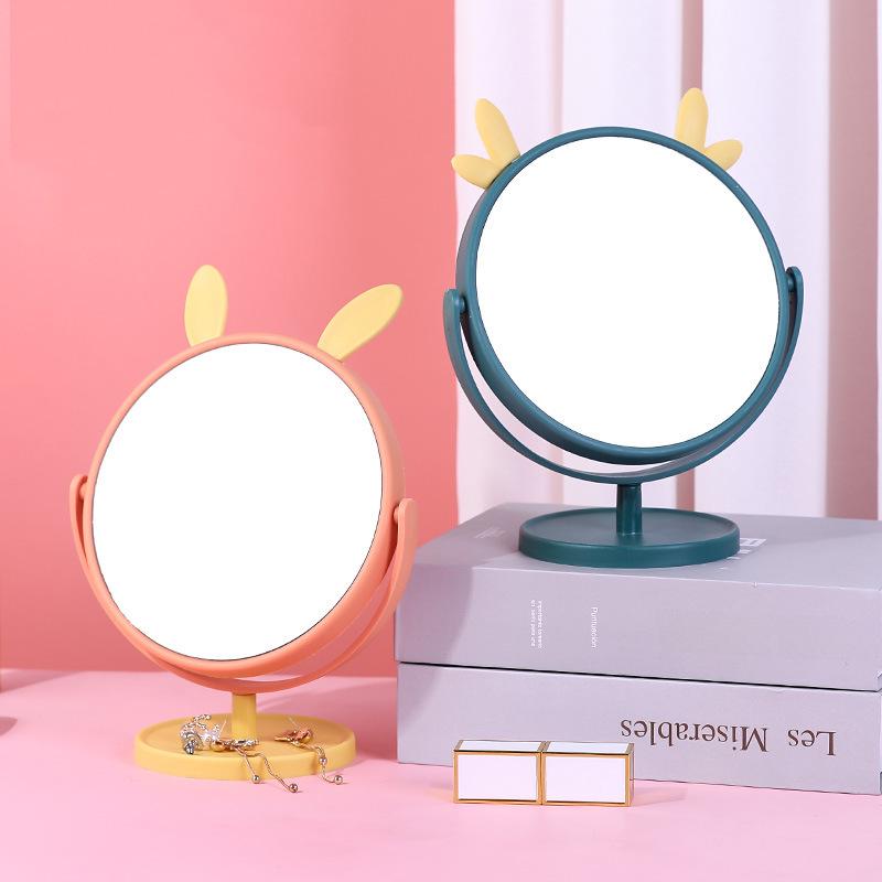 Cat Ear Desktop Makeup Mirror for Home, Student Dormitory, or Dressing Table - Princess Style