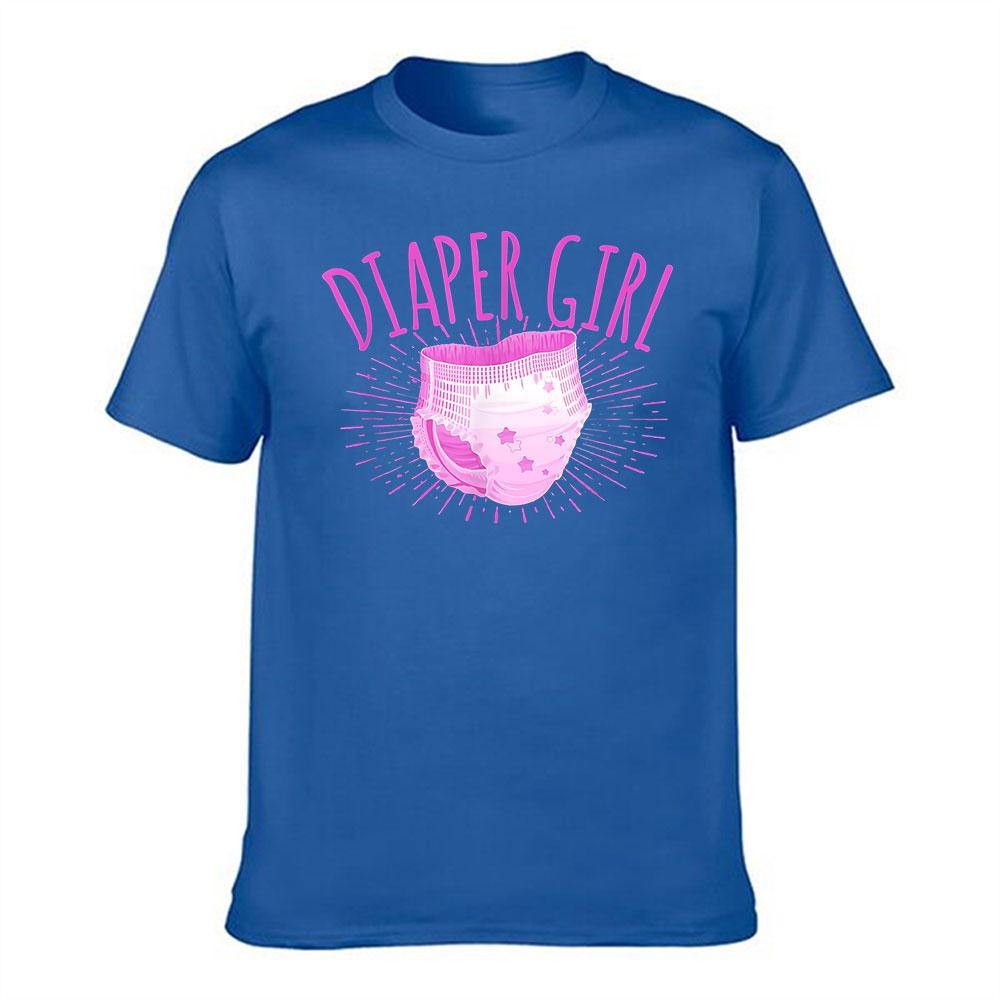 Cotton Short Sleeve T-Shirt with "Diaper Girl" Print, Casual Novelty Graphic Tee for Daily Wear