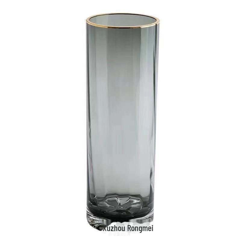 Nordic Clear Glass Vase - Elegant Straight Design for Water-Raised Bamboo or Lilies.