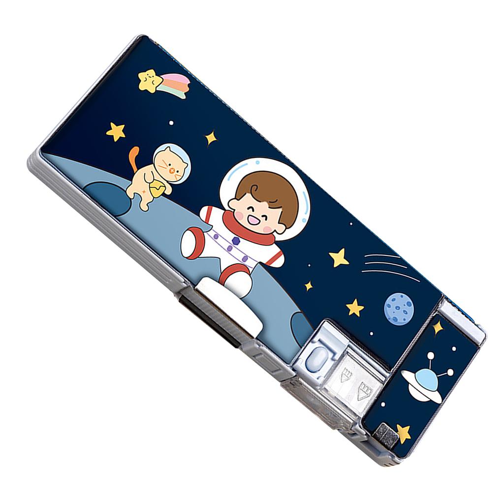 Pencil Bag Cute Cartoon Style Double Sided Inbuilt Sharpener Portable Large Capacity Large Pencil Case for Kids School
