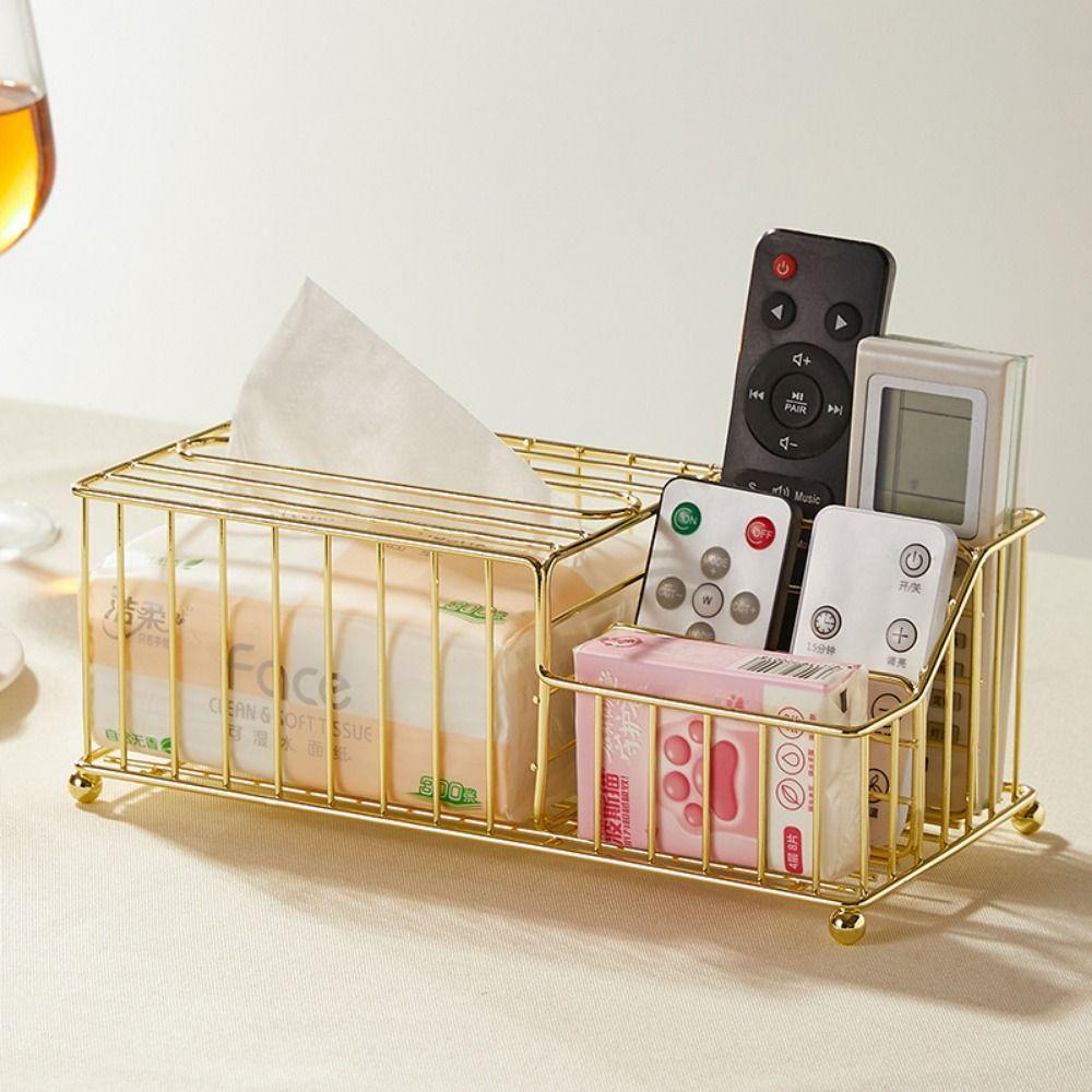 

Non-slip Tabletop Storage Holder Space Saving Rectangular Napkin Organizer Tabletop Gold S