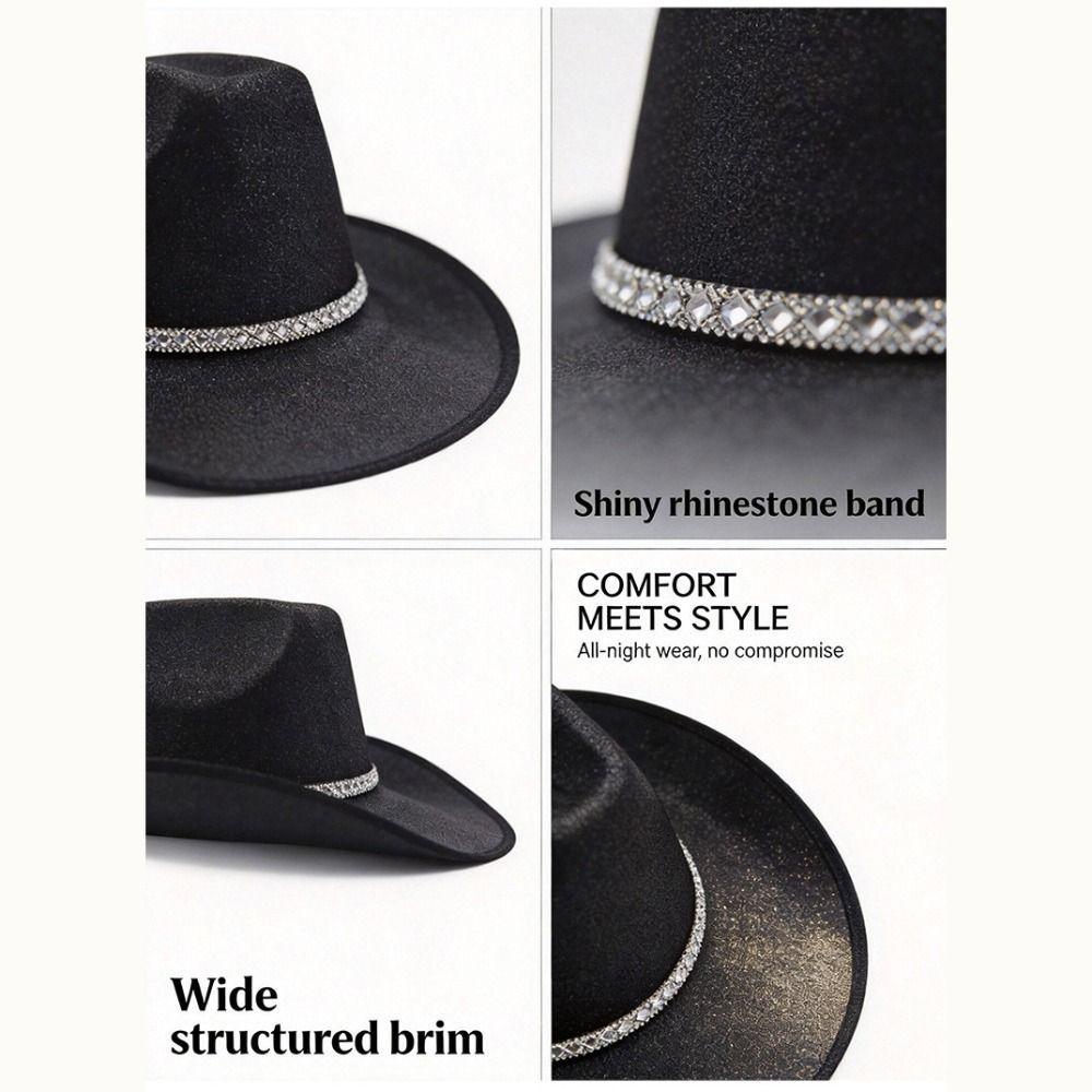 Blingbling Sparkly Western Cowboy Hat Shiny Top Hat Retro Sun Hat Cowgirl Party Decorations
