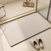 Solid Fine Vertical Stripe Bath Mat Neutral Beige Tone Non Slip Quick Dry Absorbent Rug for Bathroom Shower Entrance