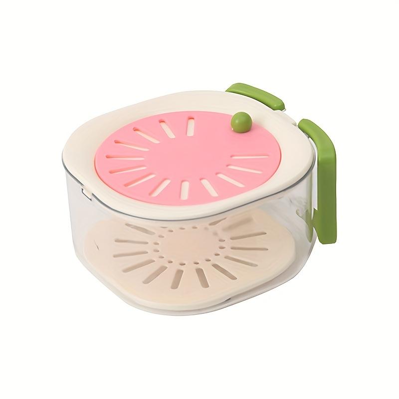 2-in-1 Double Layer Drain Basket, Fruit Drainer Container with Foldable Handle, Thickened Fruit Plate, Suitable for Kitchen