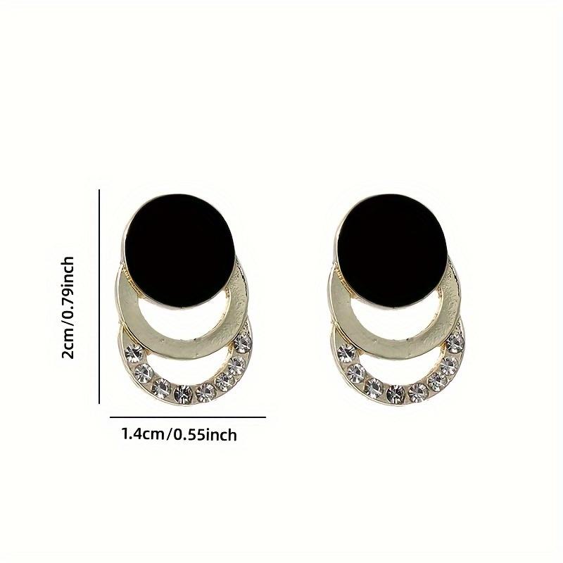 Moda Preto Geométrico Brincos de Tacha para Mulheres Elegante Festa de Casamento Jóias