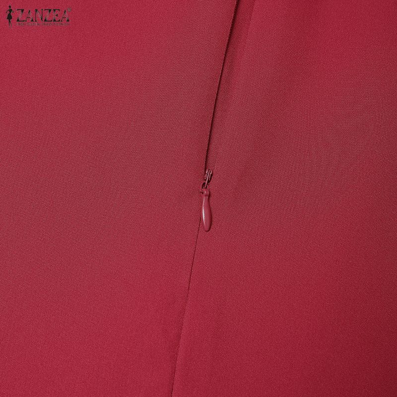 ZANZEA Women Casual Turn Down Collar Short Sleeve Patchwork Lace Dress