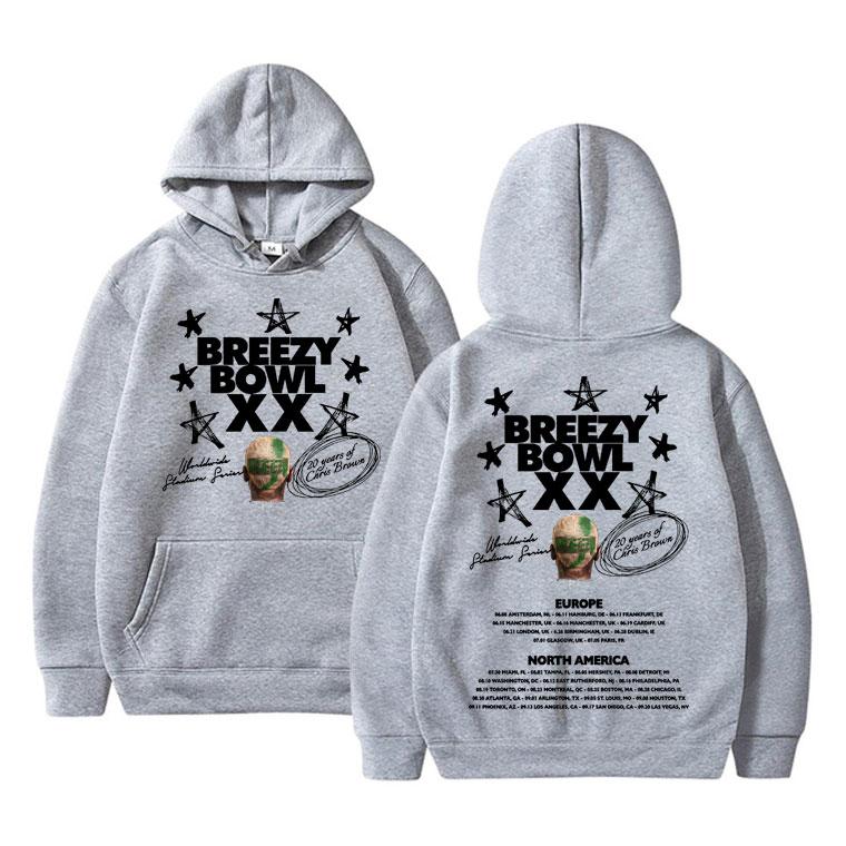 Famous Chris Brown Breezy Bowl XX Tour 2025 Hoodie Men Women Hip Hop Pop Music Sweatshirt Male Fashion Vintage Hoodies Pullovers