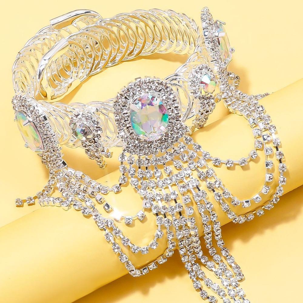 Armlet Butterfly Rhinestone Anklet Adjustable Oval Upper Arm Bangle Crystal Tassel Arm Chain Girls