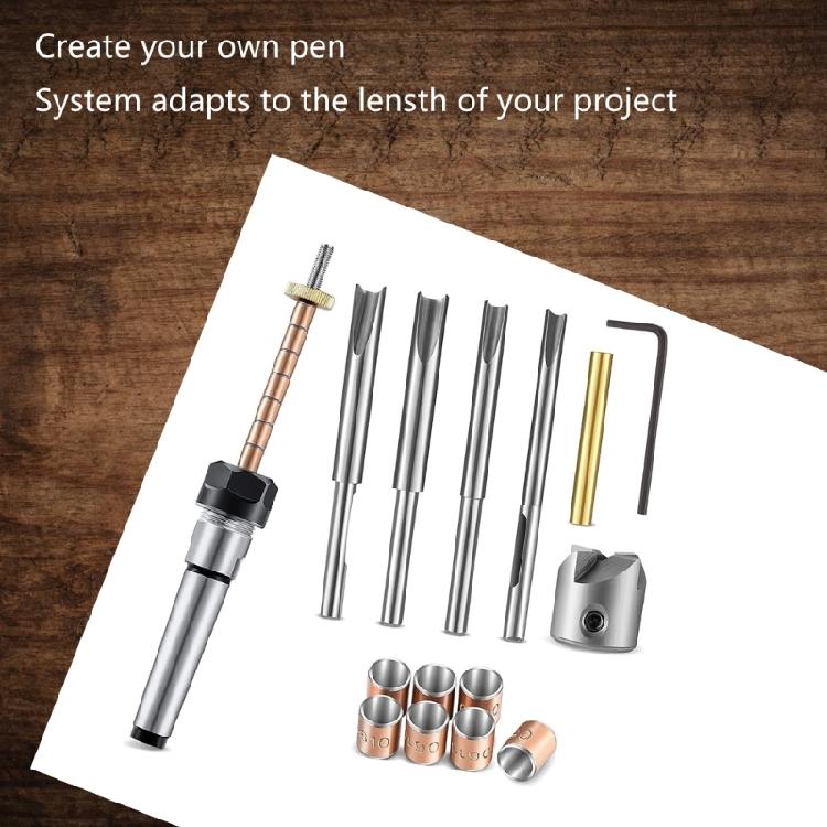 Wood Turning Mandrel Pen Making Kit Pen Shaft and Pen Holders Trimming Set for Making Pen Woodworking Lathe Parts