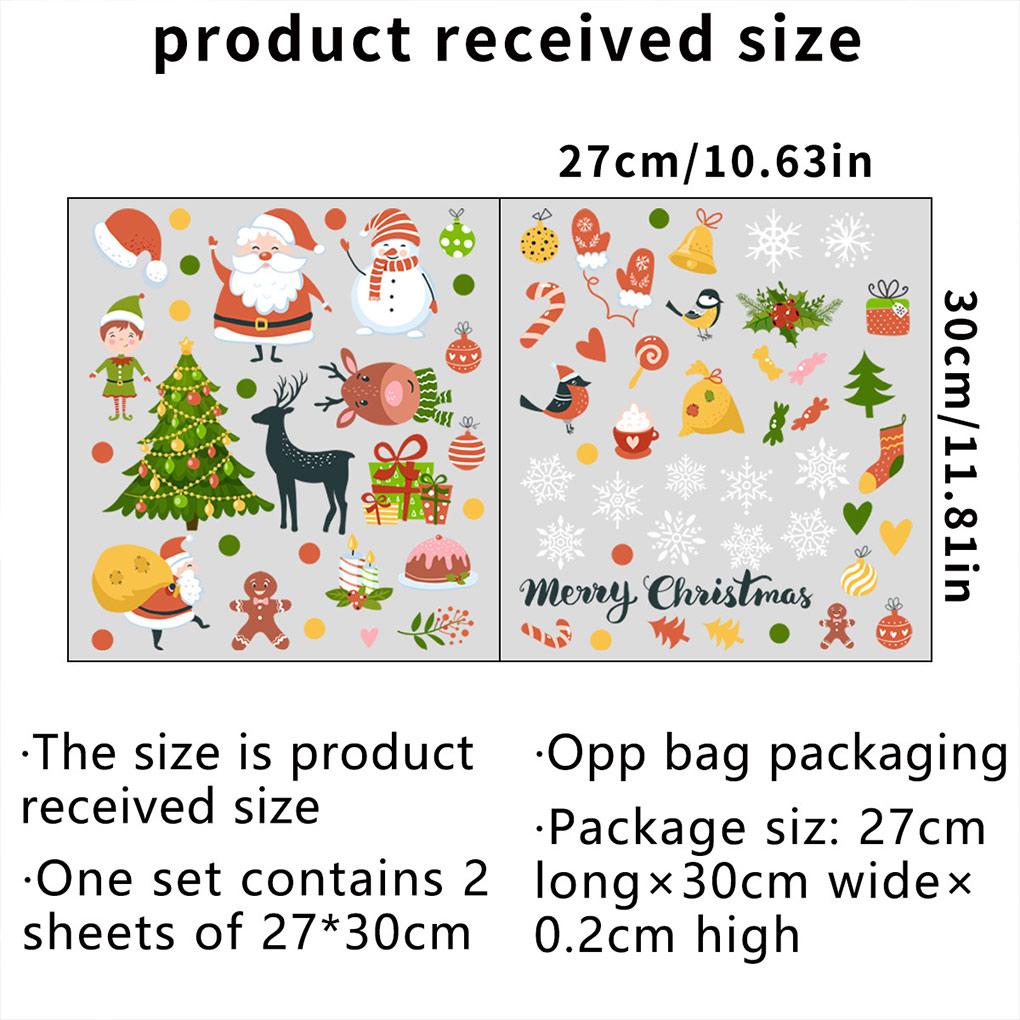 2 Pieces Christmas Santa Claus Window Stickers Anti-static Decorations Visible Xmas Tree Stocking Home Decor Wall Decals