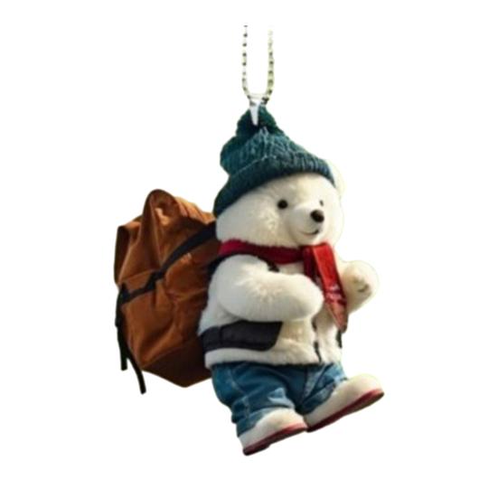 

Милый медведь, подвеска на зеркало заднего вида, стильный рюкзак, дизайн медведя, реалистичное украшение в виде белого медведя для автомобиля, дома, рождественской елки, уникальный подарок Bear