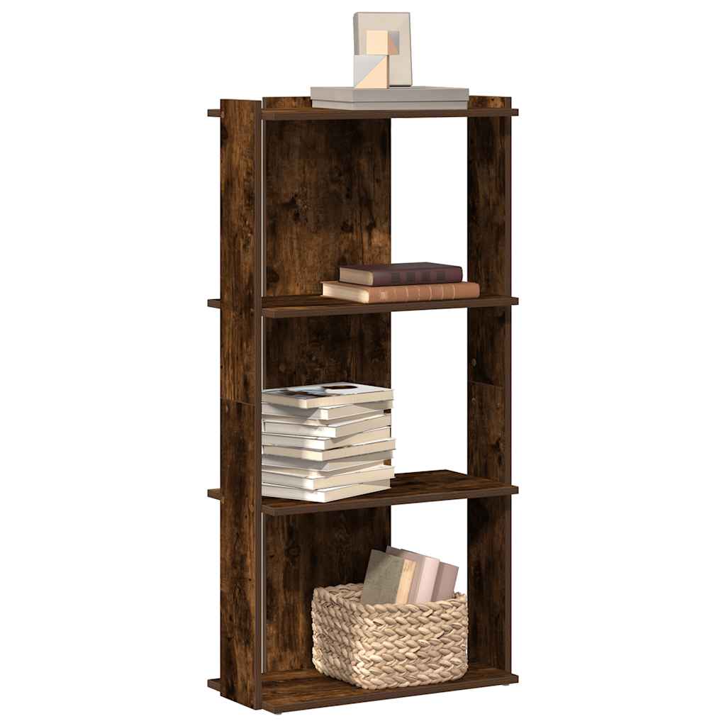 Bookshelf with 3 Shelves Smoked Oak Finish 60 X 30 X 120 Cm Engineered Wood