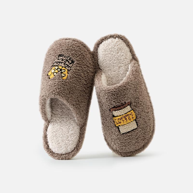 Plush Shoes with Fleece for Warmth and Anti-slip Home Cotton Slippers