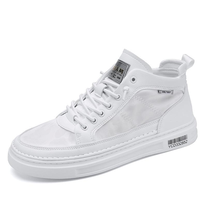 

Парусиновые туфли мужские весенние и летние дышащие туфли из ткани Ice Silk тонкие высокие универсальные трендовые белые туфли белые туфли для доски средняя помощь работа 39 белый