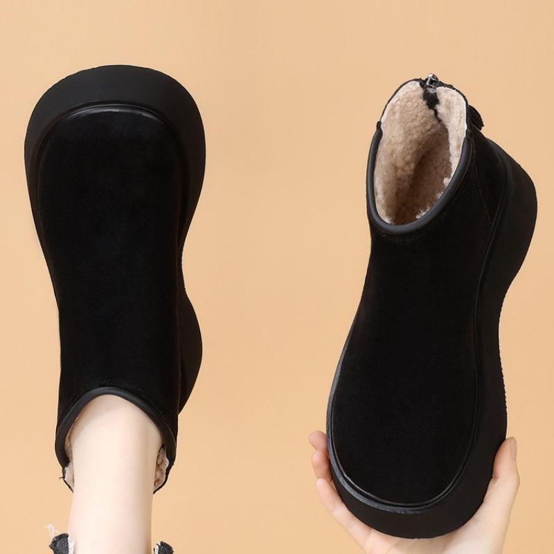 Snow Boots, Women's Thick-soled Height-increasing Fleece Warm Shoes, Short Boots