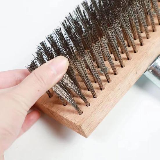 20/30/50CM Stainless Steel Wire Scrub Brush Heavy Duty Stiff Metal Bristle Scrubber Broom Outdoor Concrete Patio Floor Moss Removal Deck Brush