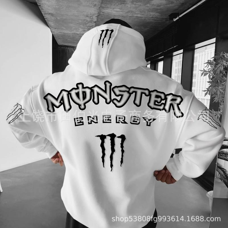 Mens Hooded Sweatshirt With Demon Print Loose Fit Warm Winter Casual Streetwear