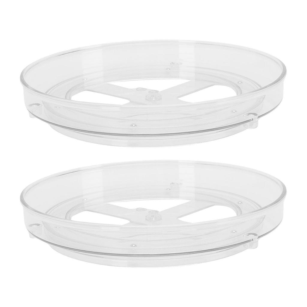 2PCS Transparent Cabinet Turntable 360 degrees Rotation Versatile Transparent Rotating Perfume Organization For Refrigerator Pantry Wardrobe