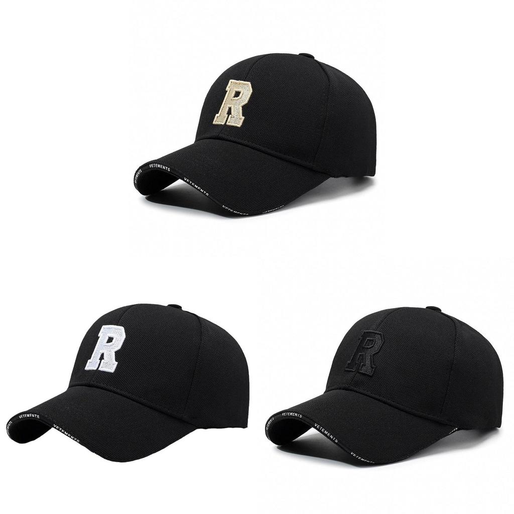 Embroidered R Letter Baseball Cap Adjustable Sun Protection Outdoor Hat Sports