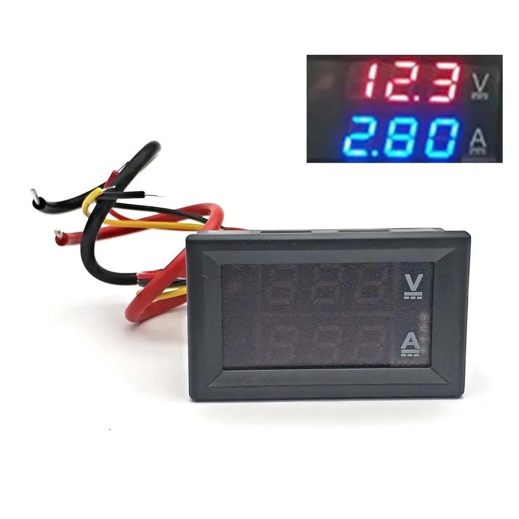 DC0-100V 10A 50A 100A Voltmeter Ammeter Red Blue LED Amp Dual Digital Volt Meter Gauge 0.28'' LED Display 50A 100A Diverter