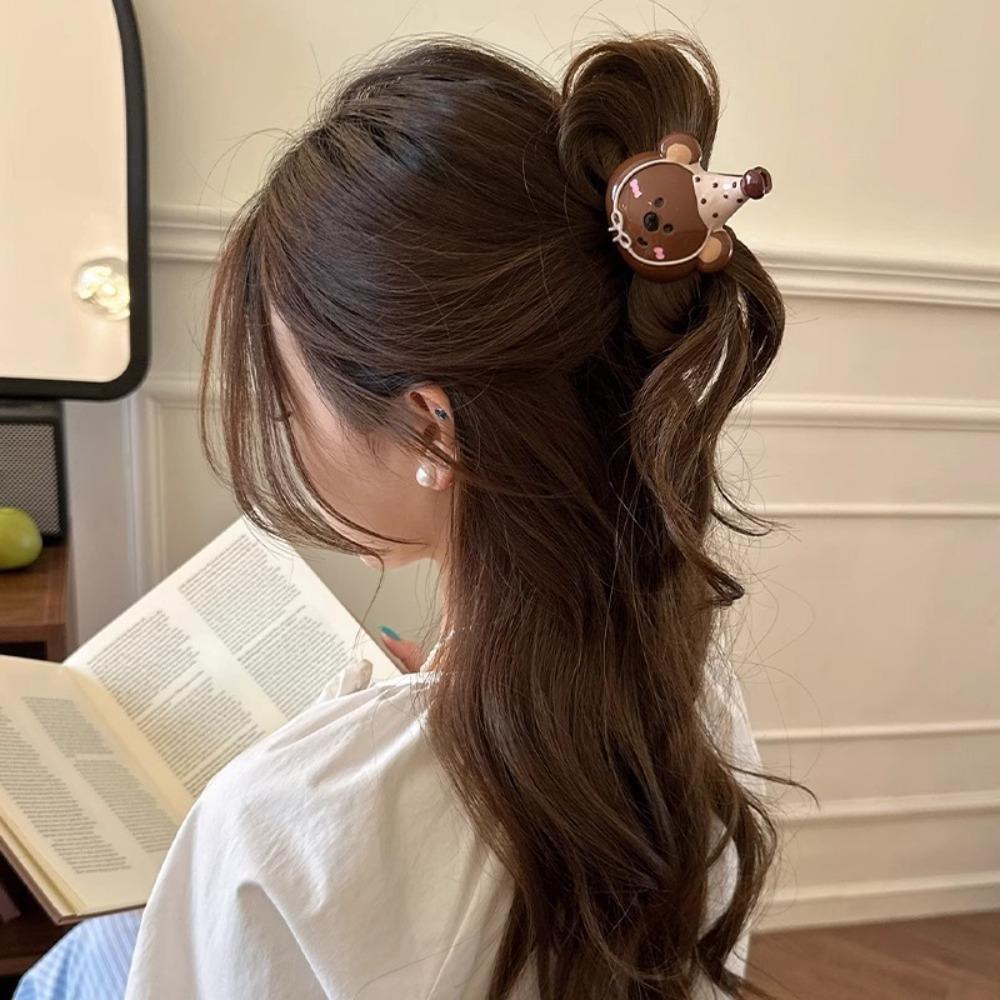 Hairpin Cartoon Hair Claw Acrylic Plastic Grab Clip Cute Bear Hair Clip  Vacation