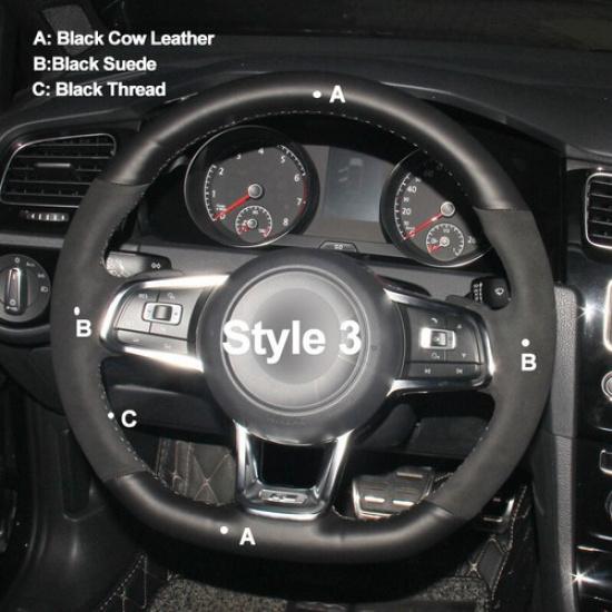 Hand Sewing Steering Wheel Cover For Volkswagen Golf 7 GTI Golf R MK7 Polo GTI