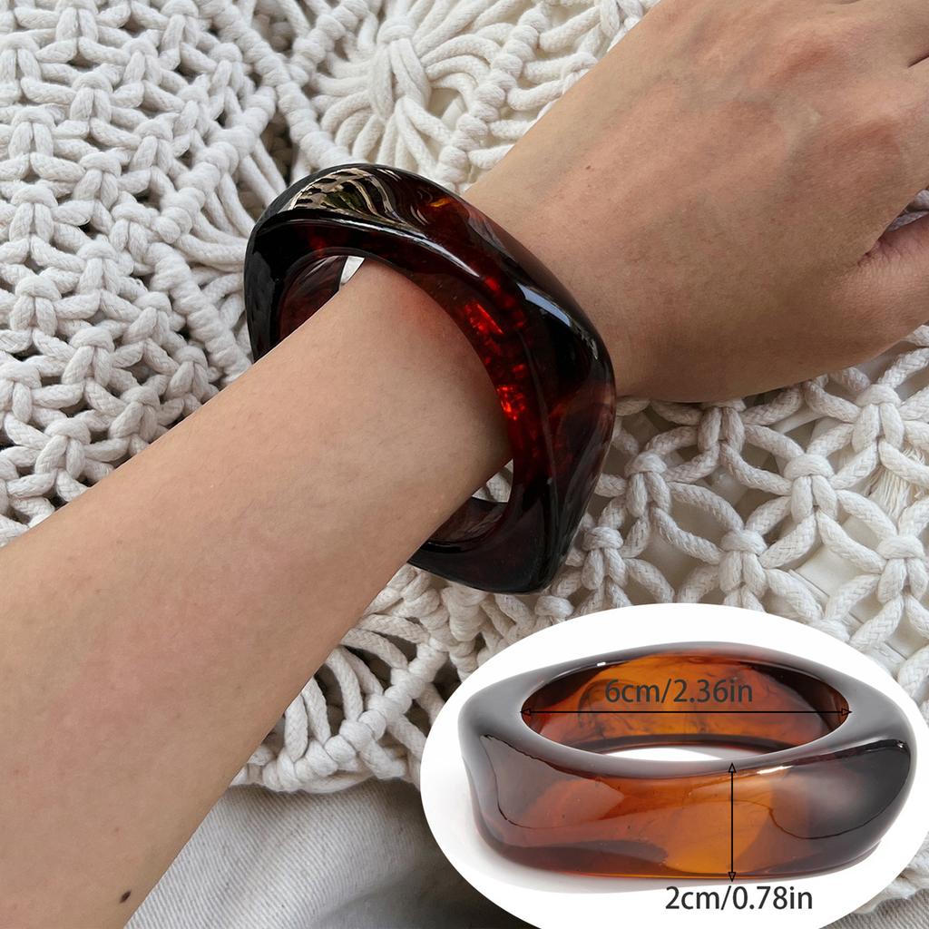 Fashion Smudge Acrylic Wide Bracelet Bracelet Exaggerated Irregular Plain Ring Resin Bracelet Female