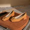 35503 Classic shallow mouth square head women's thick heel high heels metal buckle fashionable versatile and comfortable women's single shoes