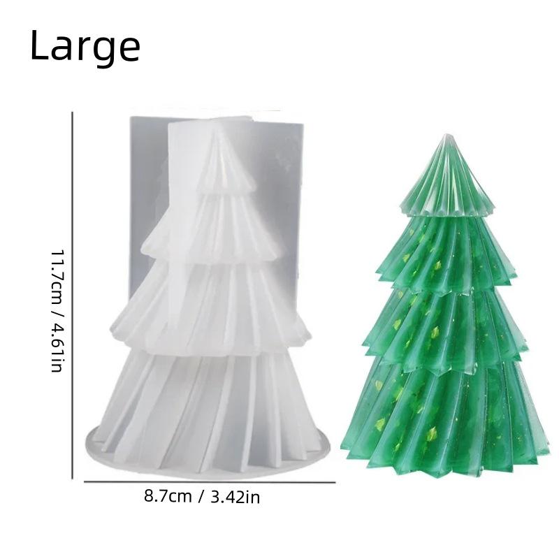 Origami Rotating Christmas Tree Scented Candle Mold - Home Decor Plaster Silicone Mold