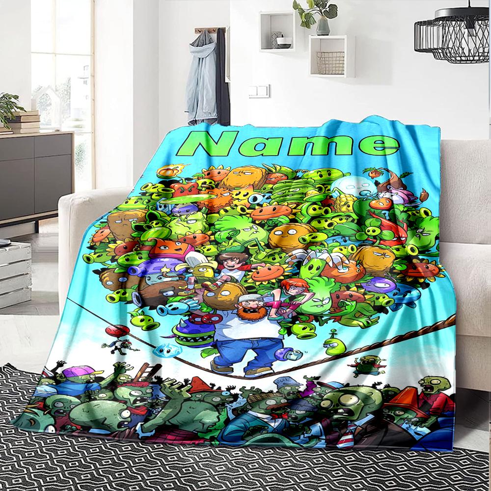 Customiz Name Personality Plants Vs. Zombies Blanket Soft &Warm Sofa Office Bed Travel Lunch Break Blanket, Gift Suitable All Seasons
