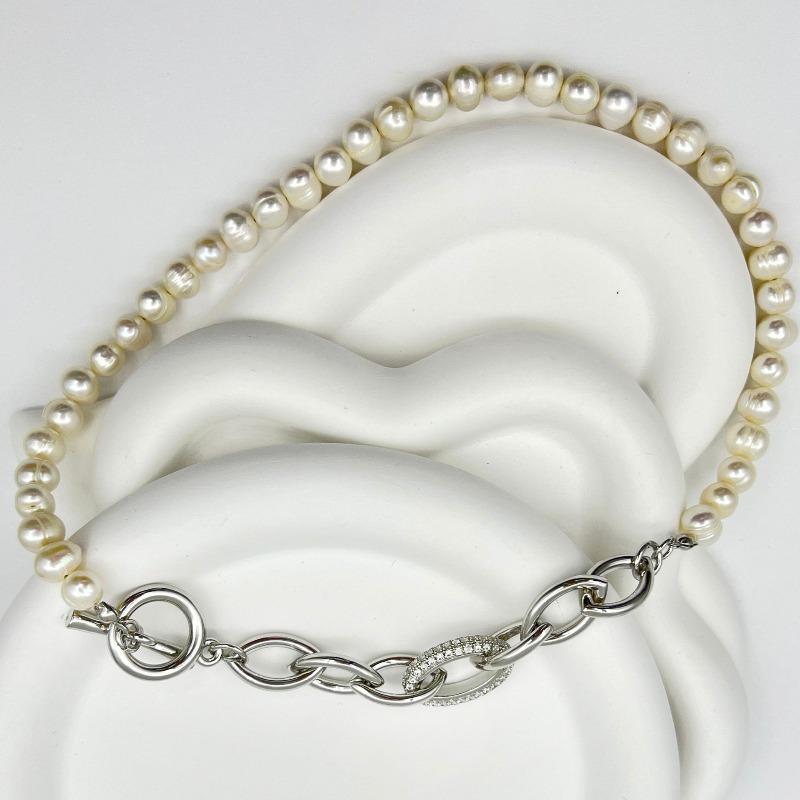 Meier Freshwater pearl necklace - premium, lightweight luxury baroque choker - unique design белый
